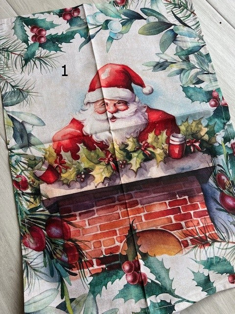 Strofinaccio/Canovaccio Natalizio assortito in 6 disegni Babbo cotone cm 55x80 Vingi