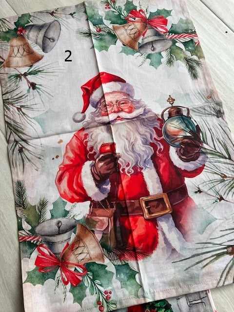 Strofinaccio/Canovaccio Natalizio assortito in 6 disegni Babbo cotone cm 55x80 Vingi