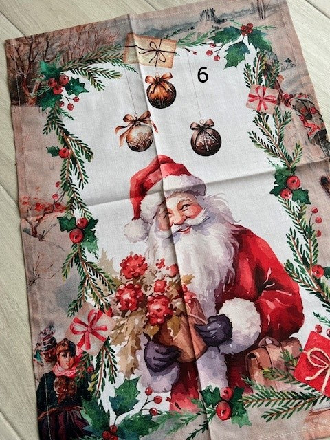 Strofinaccio/Canovaccio Natalizio assortito in 6 disegni Babbo cotone cm 55x80 Vingi