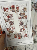 Tovaglia cotone stampa digitale Natalizia "Villaggio" cm 140x245