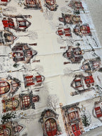 Tovaglia cotone stampa digitale Natalizia "Villaggio" cm 140x245