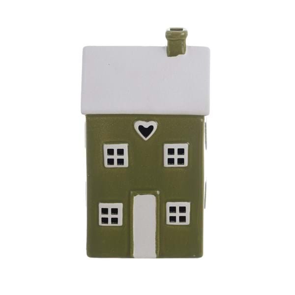 Casetta in ceramica decorativa con led verde erba "Candy Cane" cm 12x8x22 Blanc Mariclò