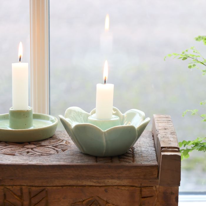 Porta candela verde polvere d. 10,5 h 4 cm Chic Antique (71148421)