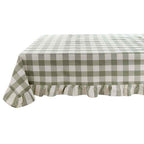 Tovaglia con gala linea Bolgheri quadri burro e Verde salvia cm 170x300 gala cm 10