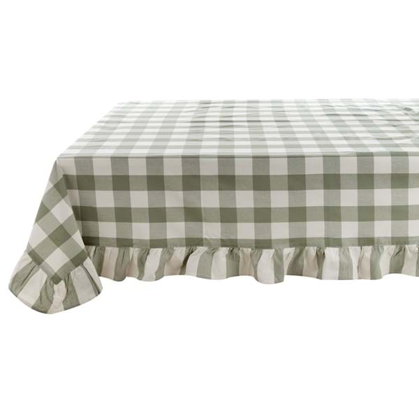 Tovaglia con gala linea Bolgheri quadri burro e Verde salvia cm 170x300 gala cm 10