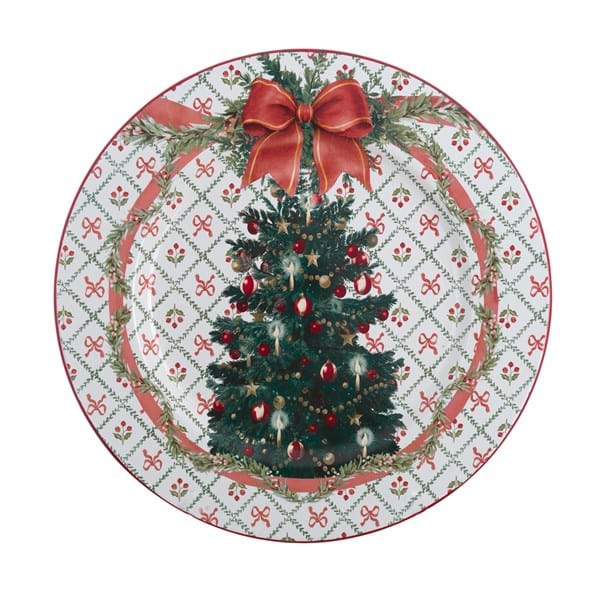 Vassoio in latta smaltata diam. cm 34 "Favola di Natale" Blanc Mariclò