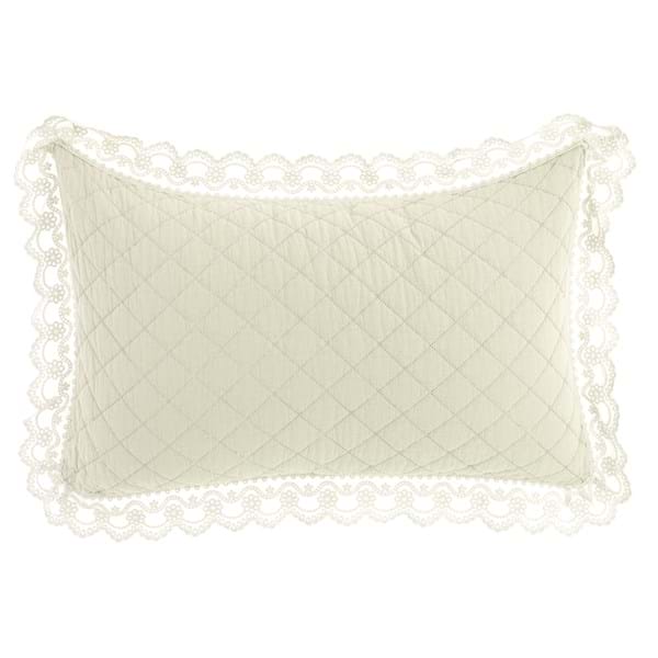 Set 2 Copri guanciali color naturale 50x80 cm in Microfibra con Pizzo – Blanc Mariclò