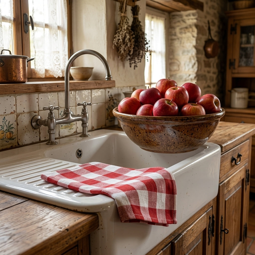 Canovaccio da cucina in cotone Ida Check Rosso/Bianco cm 50x70