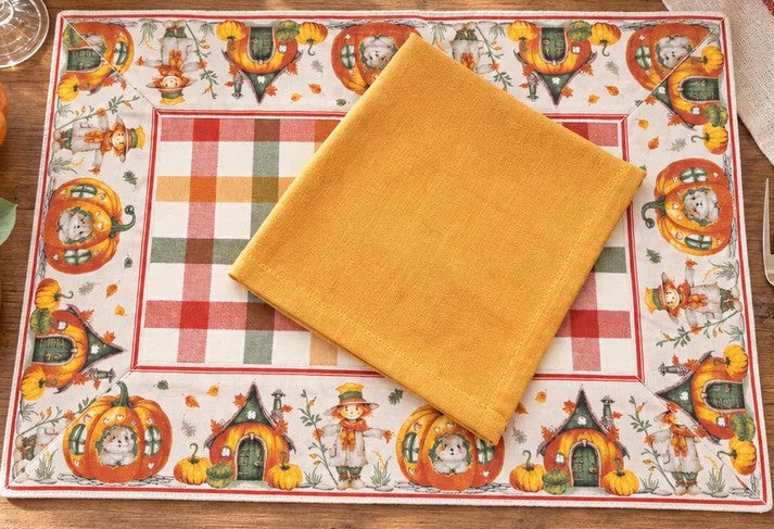 SET COTONE DISEGNO ZUCCHE PEZZOLI TOVAGLIETTA AMERICANA+ TOVAGLIOLO