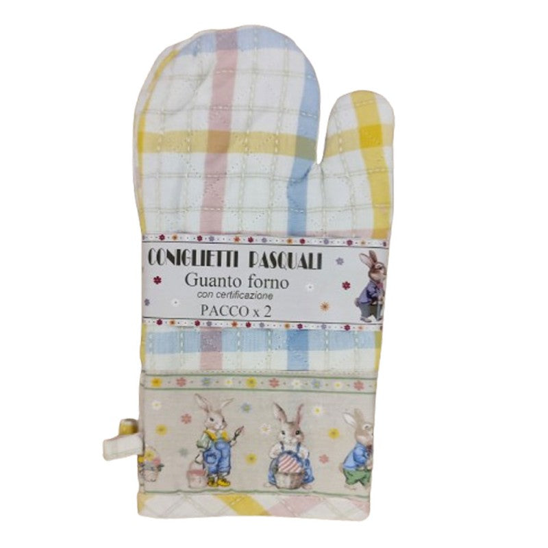 SET CUCINA GUANTONE FORNO COTONE DISEGNO CONIGLIETTI PASQUALI (842881)