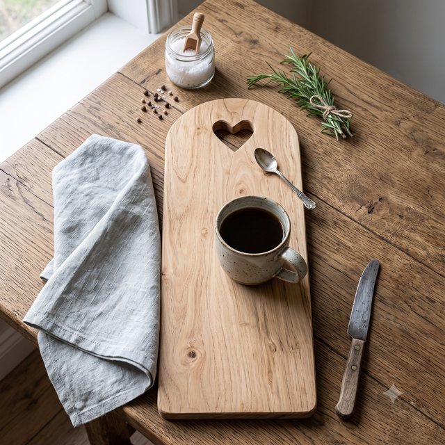 Tagliere con cuore in legno di acacia cm 18x45 h 1,5 Ib Laursen