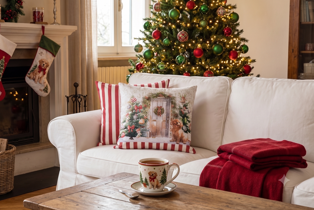 Cuscino arredo  “Christmas Day” con imbottitura (45x45cm) 2 varianti