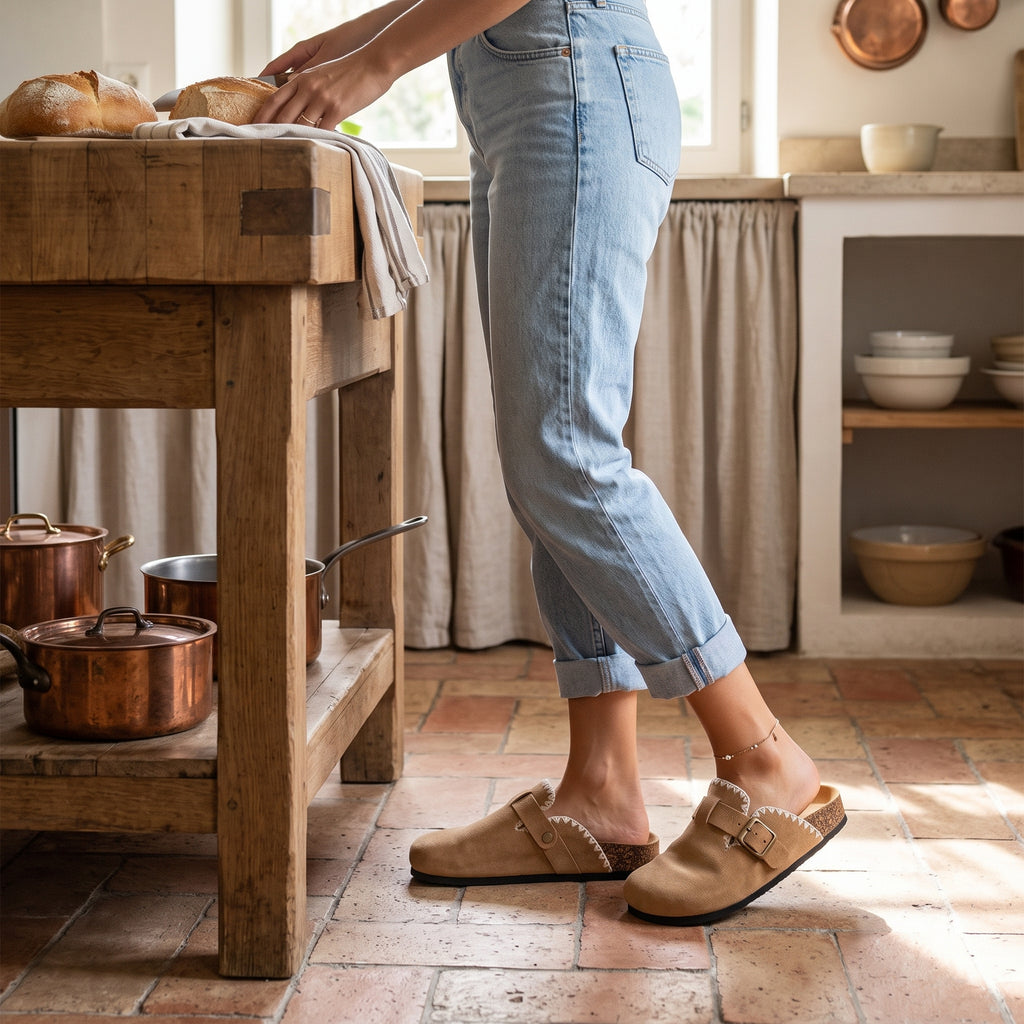 CIABATTA DONNA CAMOSCIO RICAMO