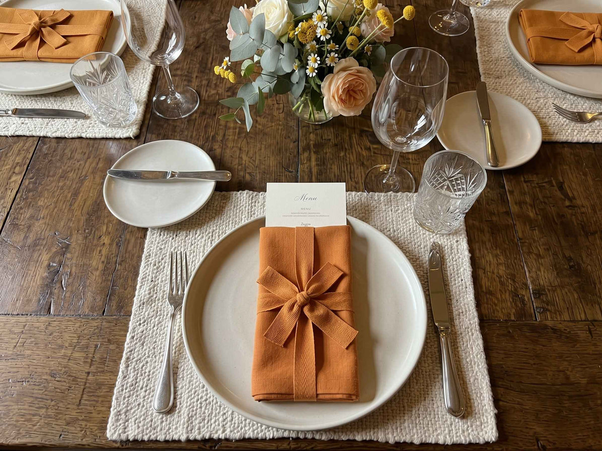Confezione Nr. 4 tovaglioli in cotone color GIALLO ZUCCA cm 40x40