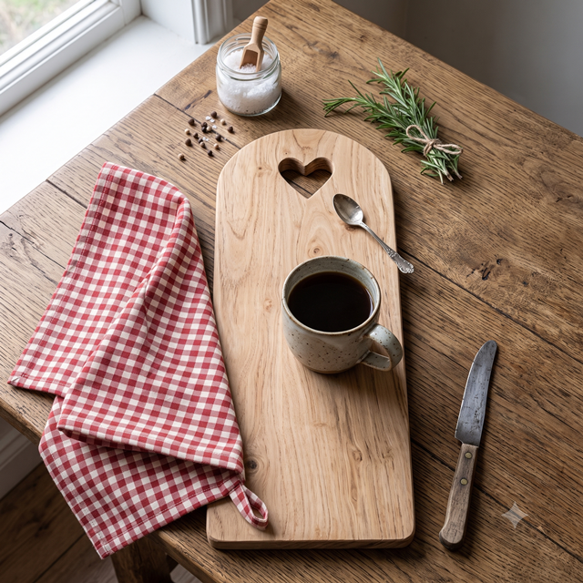 Tagliere con cuore in legno di acacia cm 18x45 h 1,5 Ib Laursen