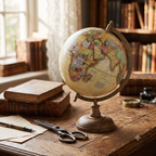 Globo /mappamondo decorativo giallo diam.22 x 33 cm legno e metallo Clayre Eef (64913) sconto 50%