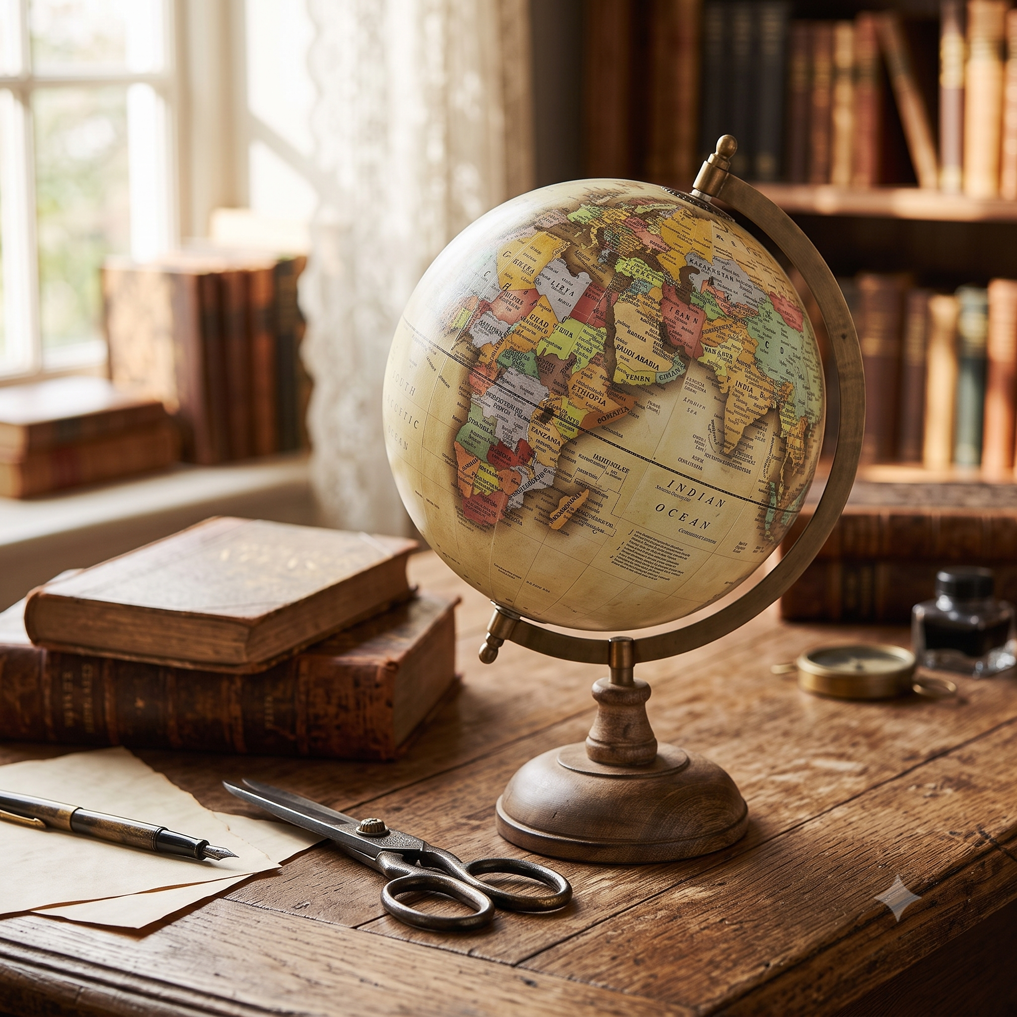 Globo /mappamondo decorativo giallo diam.22 x 33 cm legno e metallo Clayre Eef (64913) sconto 50%