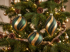 Palla di Natale box 3 pezzi color oliva e oro h12 diam.7 cm
