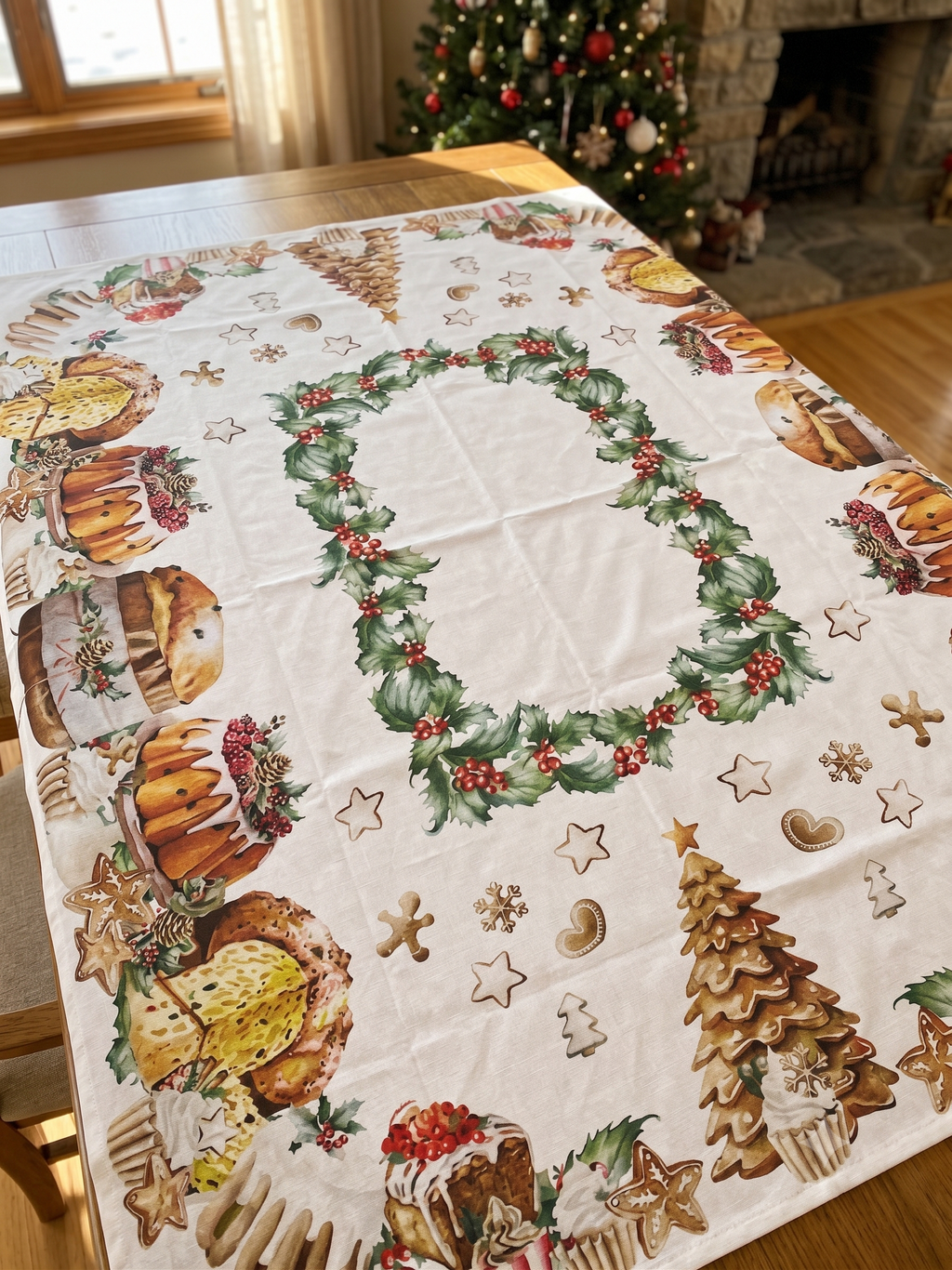 Tovaglia in cotone stampa digitale DOLCI NATALE cm 150x250
