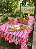 Tovaglia antimacchia per 6 no stiro a quadretti 140x180 ''Countryside'',  2 colori assortiti