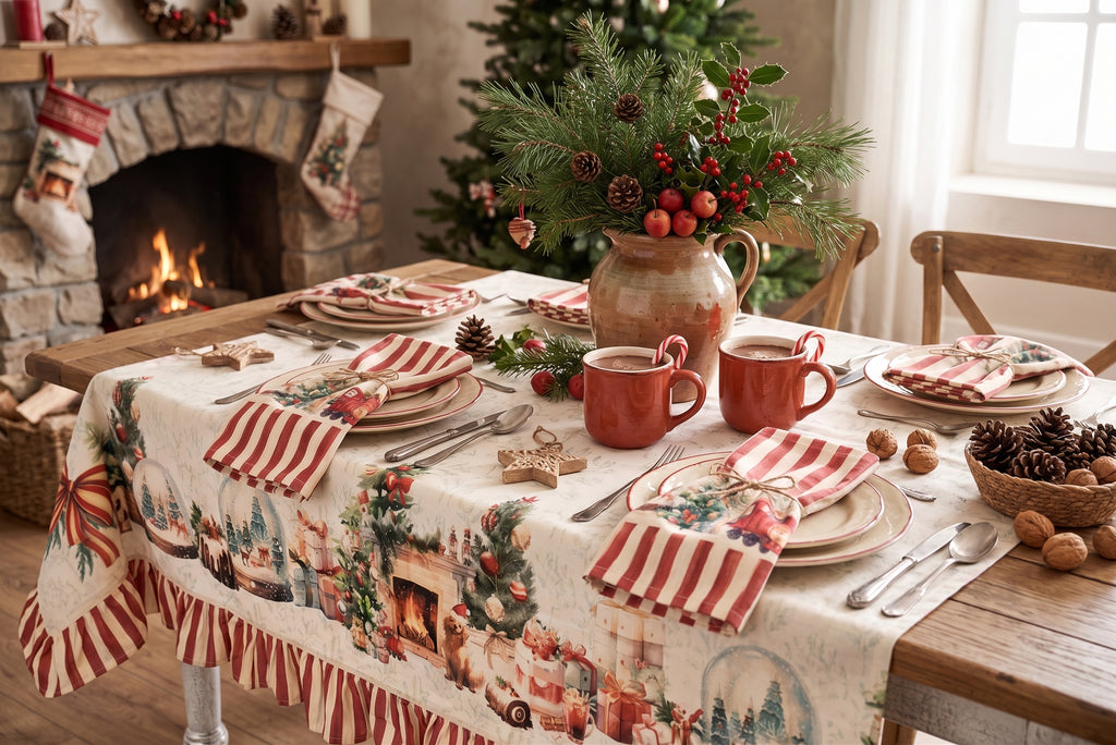 Tovaglia stampata "Christmas Day" per 6 (160x200cm)