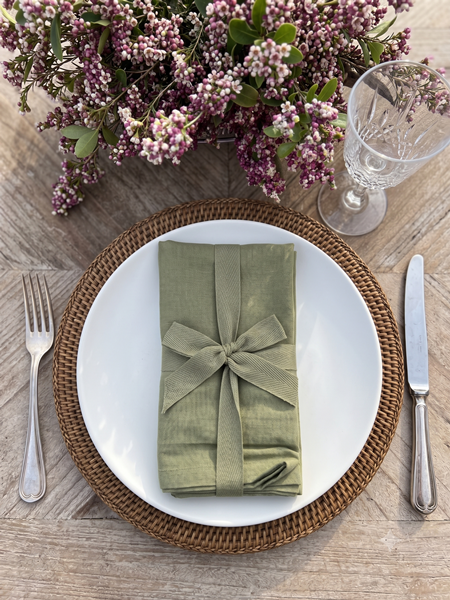 Confezione Nr. 4 tovaglioli in cotone VERDE salvia  cm 40x40