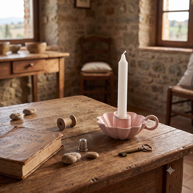 Porta candela ROSA polvere d. 10 h 4 cm Chic Antique (71148307)