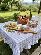 Tovaglia antimacchia per 12 no stiro a quadretti 150x250 ''Countryside'',  2 colori assortiti