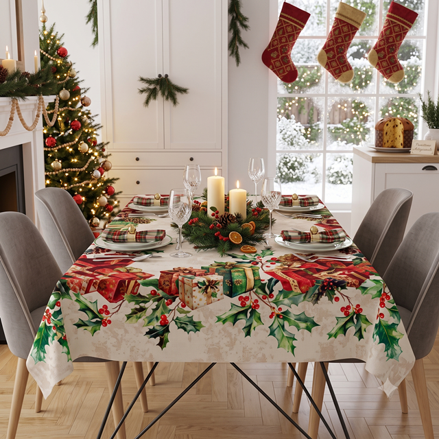 Tovaglia in cotone stampa digitale Natale Vingi XMAS 7 cm 140X250