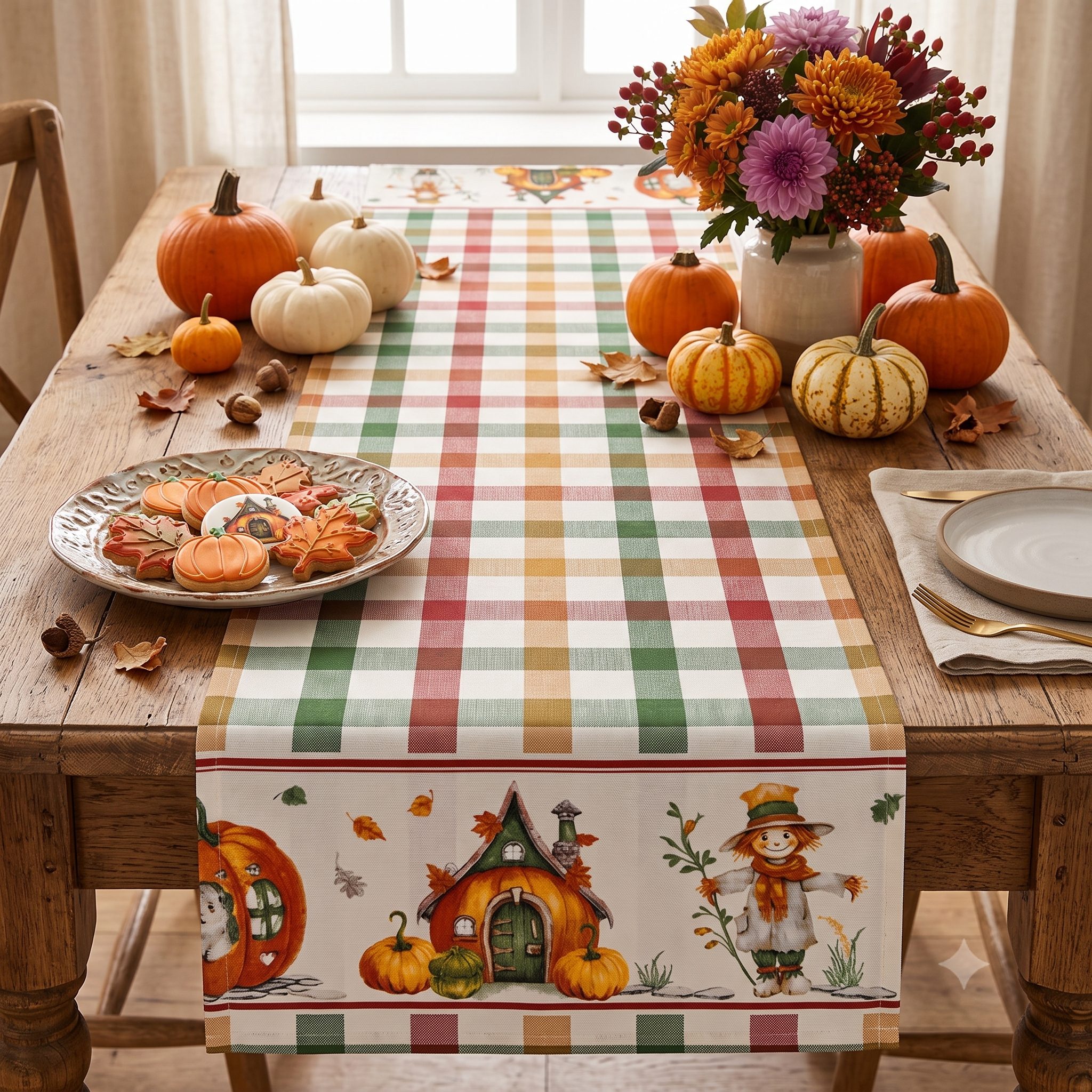 SET CUCINA COTONE DISEGNO ZUCCHE PEZZOLI RUNNER 45X150