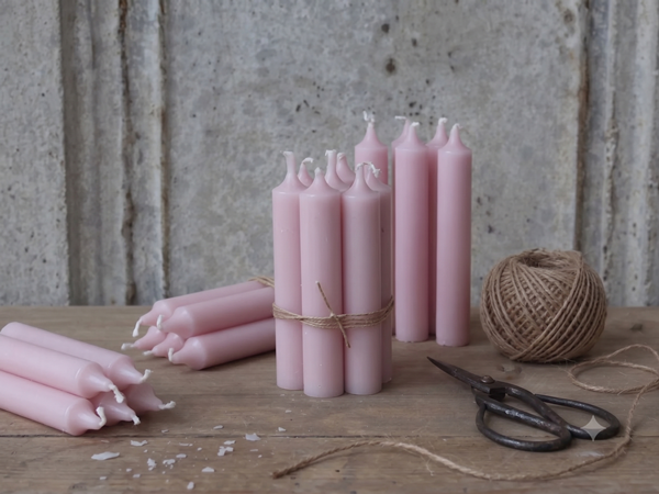 Candela cena corta ROSA polvere durata 4,5 ore  H11 d.2 cm  Chic Antique ( set 2 pezzi) 70854-07