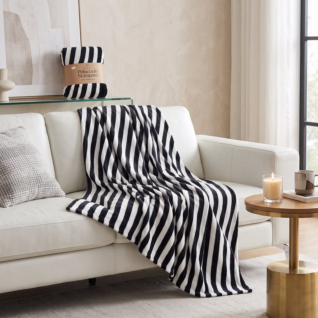 PLAID PILE MATRIMONIALE 200x220 STAMPATO ZEBRATO "LOVELY HOME"