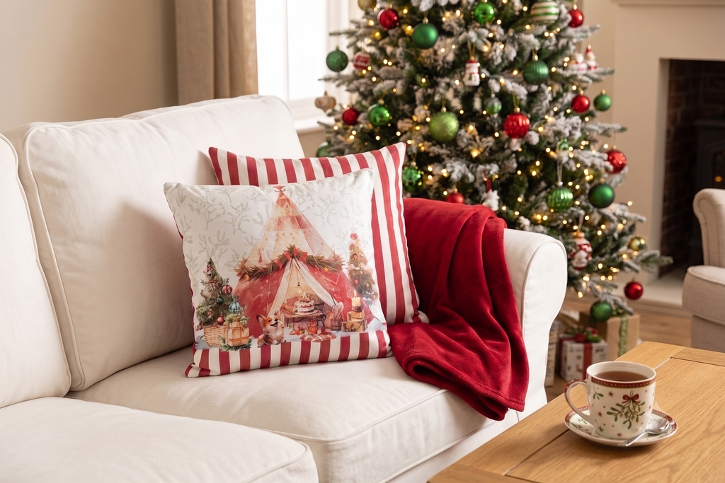 Cuscino arredo  “Christmas Day” con imbottitura (45x45cm) 2 varianti
