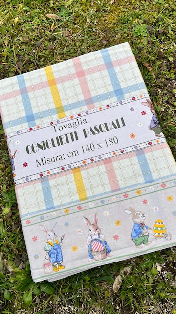 SET CUCINA TOVAGLIA PER 6 (140X180) COTONE DISEGNO CONIGLIETTI PASQUALI (20630)