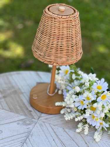 Lampada da tavolo ricaricabile LED d.13 H 30 in ferro e rattan Chic Antique (71144600)