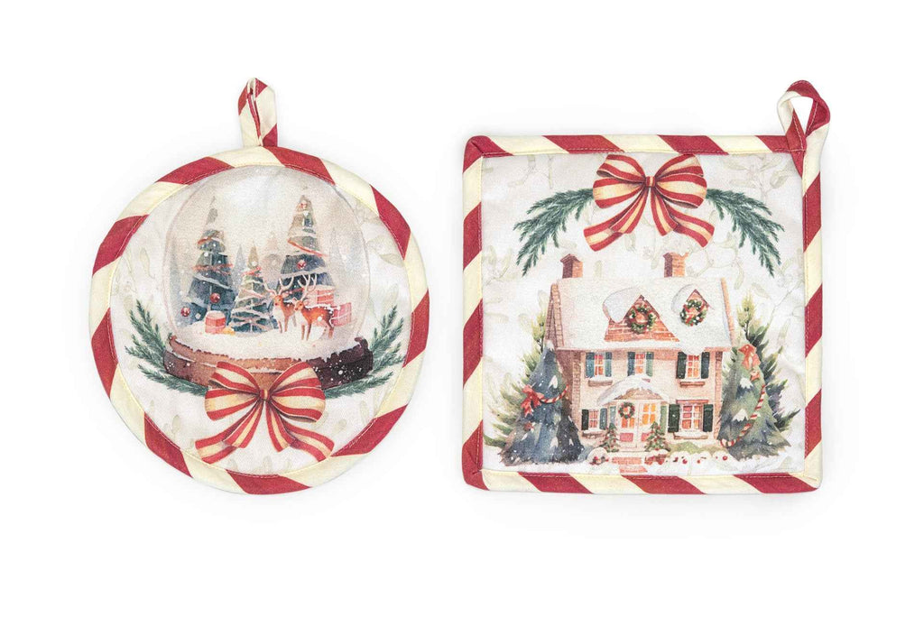 Coppia presine, rotonda e quadrata "Christmas Day" (20x20cm)