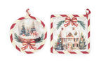 Coppia presine, rotonda e quadrata "Christmas Day" (20x20cm)