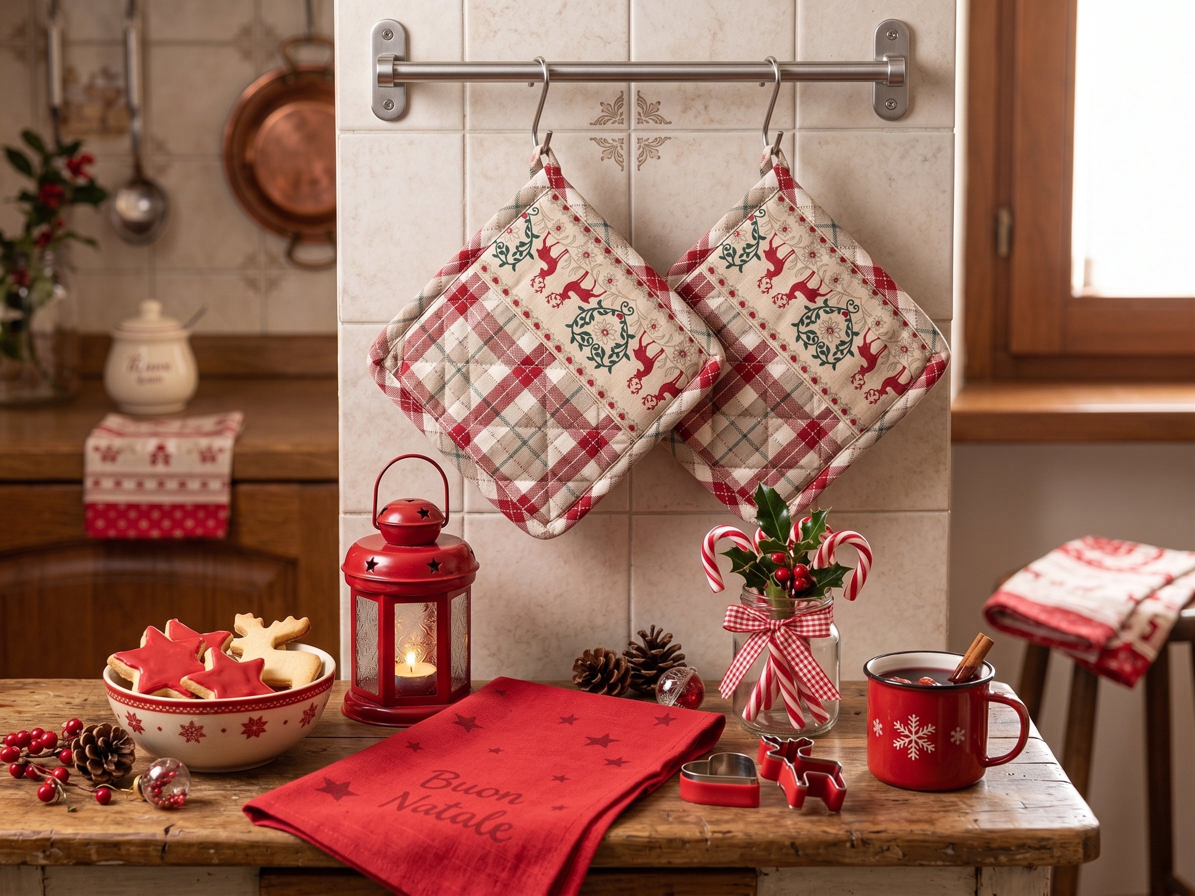SET CUCINA COTONE DISEGNO ALPEGGIO PEZZOLI SET 2 PRESINE