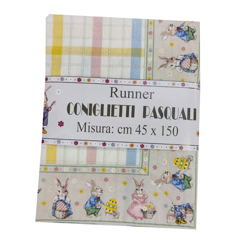 SET CUCINA RUNNER COTONE DISEGNO CONIGLIETTI PASQUALI (961062)