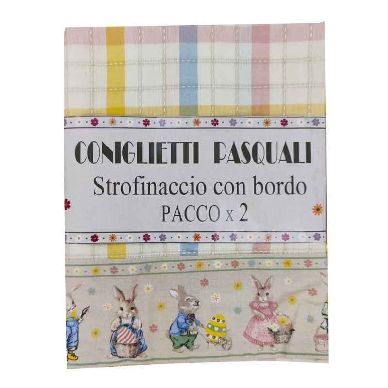 SET CUCINA 2 STROFINACCI COTONE DISEGNO CONIGLIETTI PASQUALI (843009)
