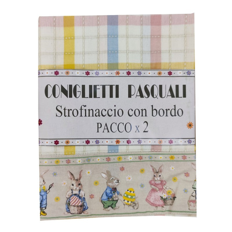 SET CUCINA 2 STROFINACCI COTONE DISEGNO CONIGLIETTI PASQUALI (843009)