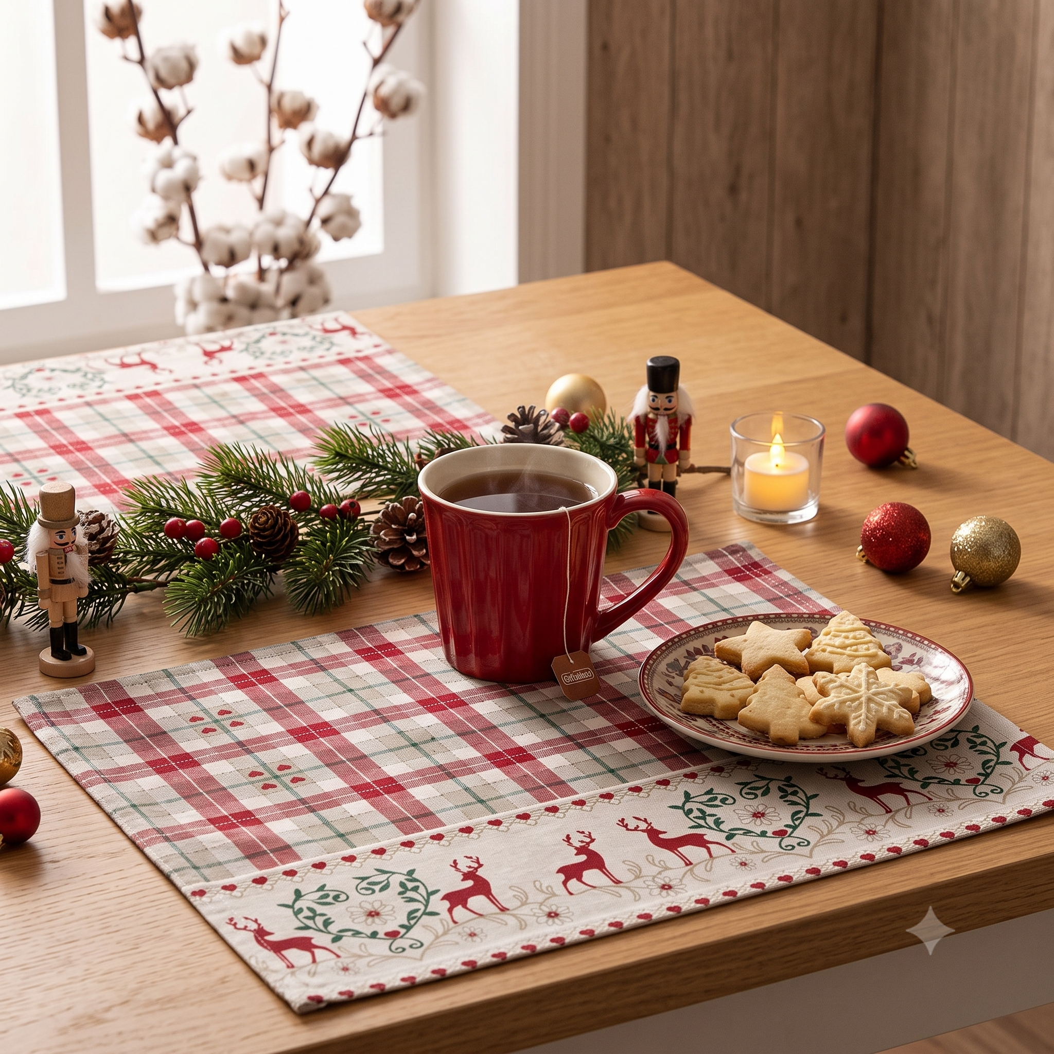 SET CUCINA COTONE DISEGNO ALPEGGIO PEZZOLI SET AMERICANA CON TOVAGLIOLO