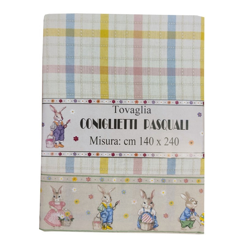 SET CUCINA TOVAGLIA PER 12 (140X240) COTONE DISEGNO CONIGLIETTI PASQUALI (22905)