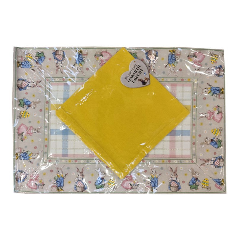 SET CUCINA TOVAGLIETTA+TOVAGLIOLO COTONE DISEGNO CONIGLIETTI PASQUALI (843010)