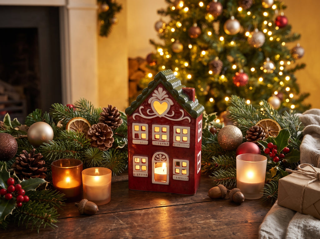 Chamonix casetta porta tealight ceramica cm 12x6,5 x H19