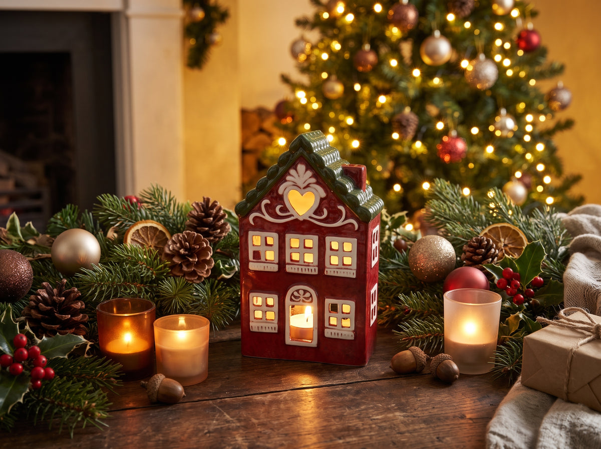Chamonix casetta porta tealight ceramica cm 12x6,5 x H19