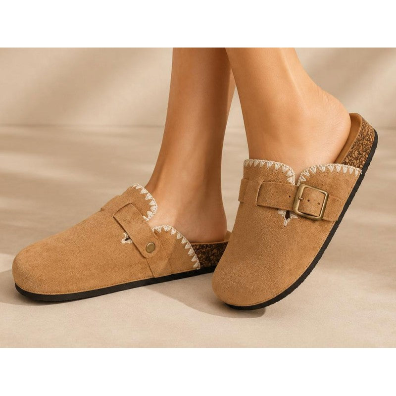 CIABATTA DONNA CAMOSCIO RICAMO