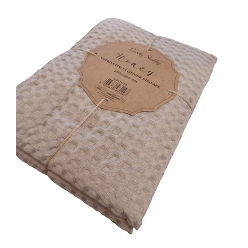 COPRILETTO MATRIMONIALE COTONE NIDO D'APE HONEY LOVELY SHABBY