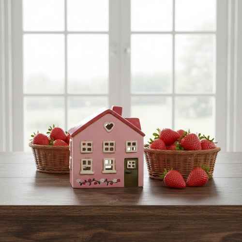 Casetta porta tea light  in ceramica Ebeltoft color fragola Ib Laursen (27706-07)