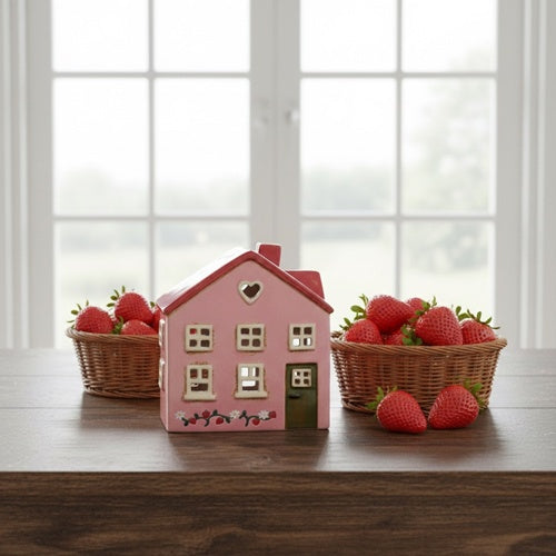 Casetta porta tea light  in ceramica Ebeltoft color fragola Ib Laursen (27706-07)